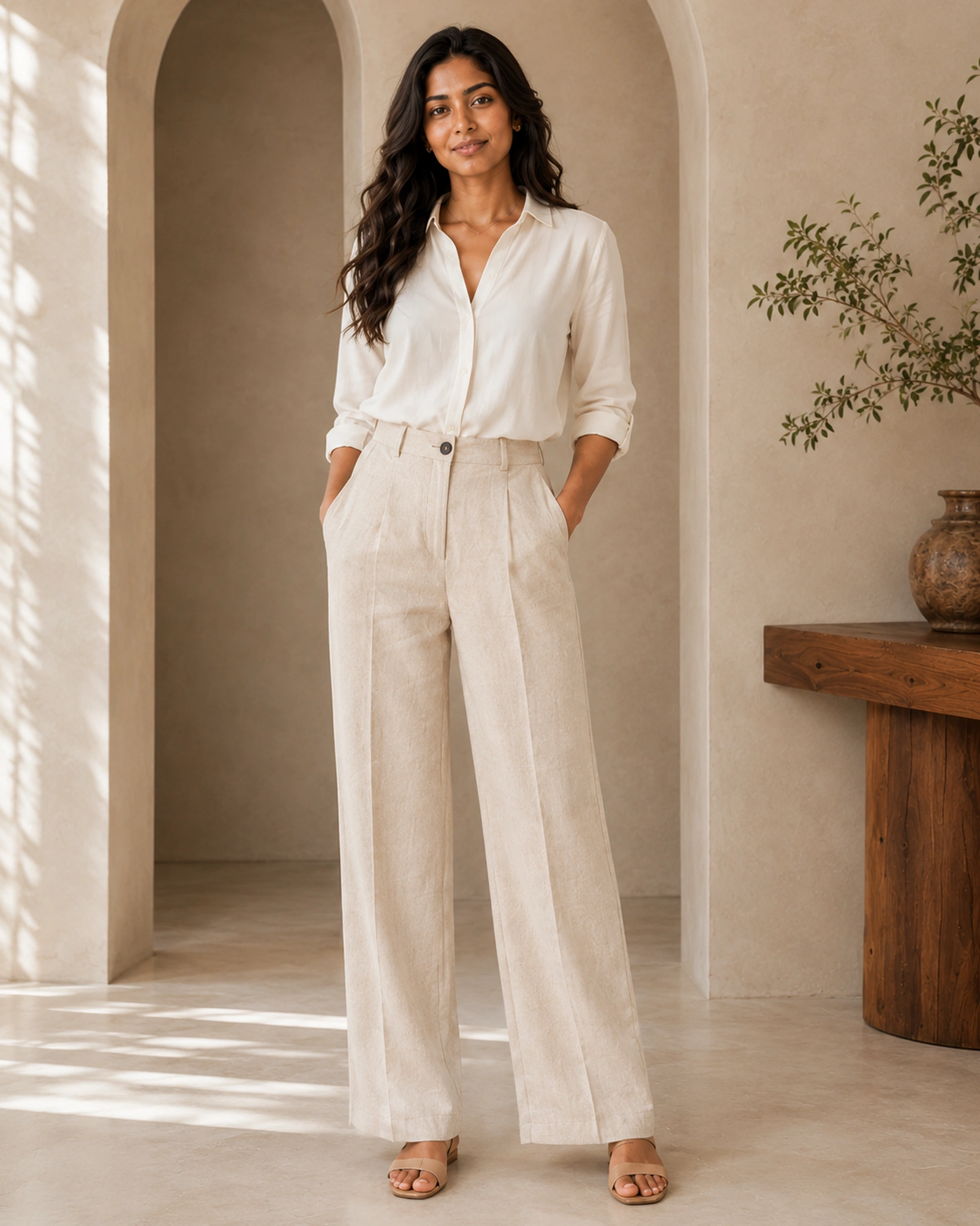 Emy Cotton Mixed Linen Pant