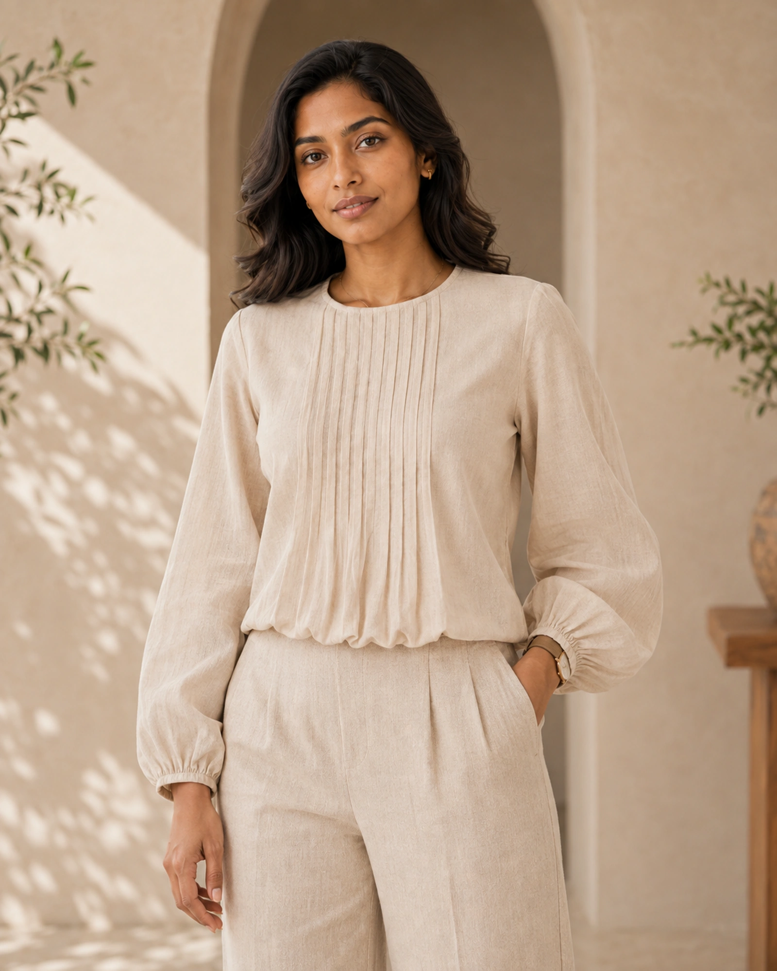 Alice Cotton Mixed Linen Top - Image 6