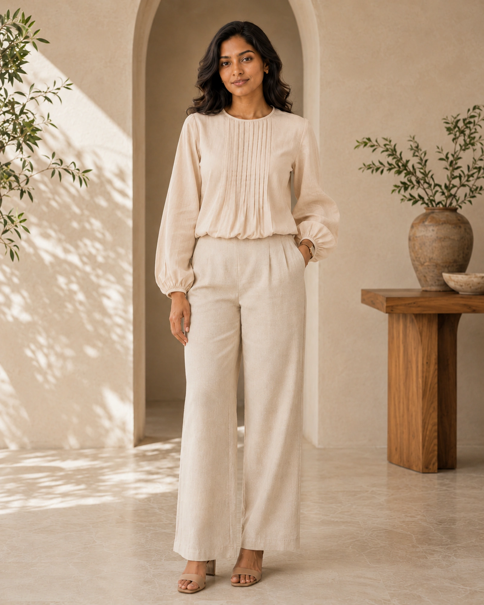 Alice Cotton Mixed Linen Top - Image 3