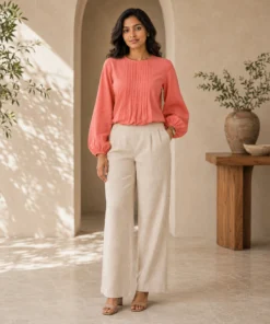 Alice Cotton Mixed Linen Top