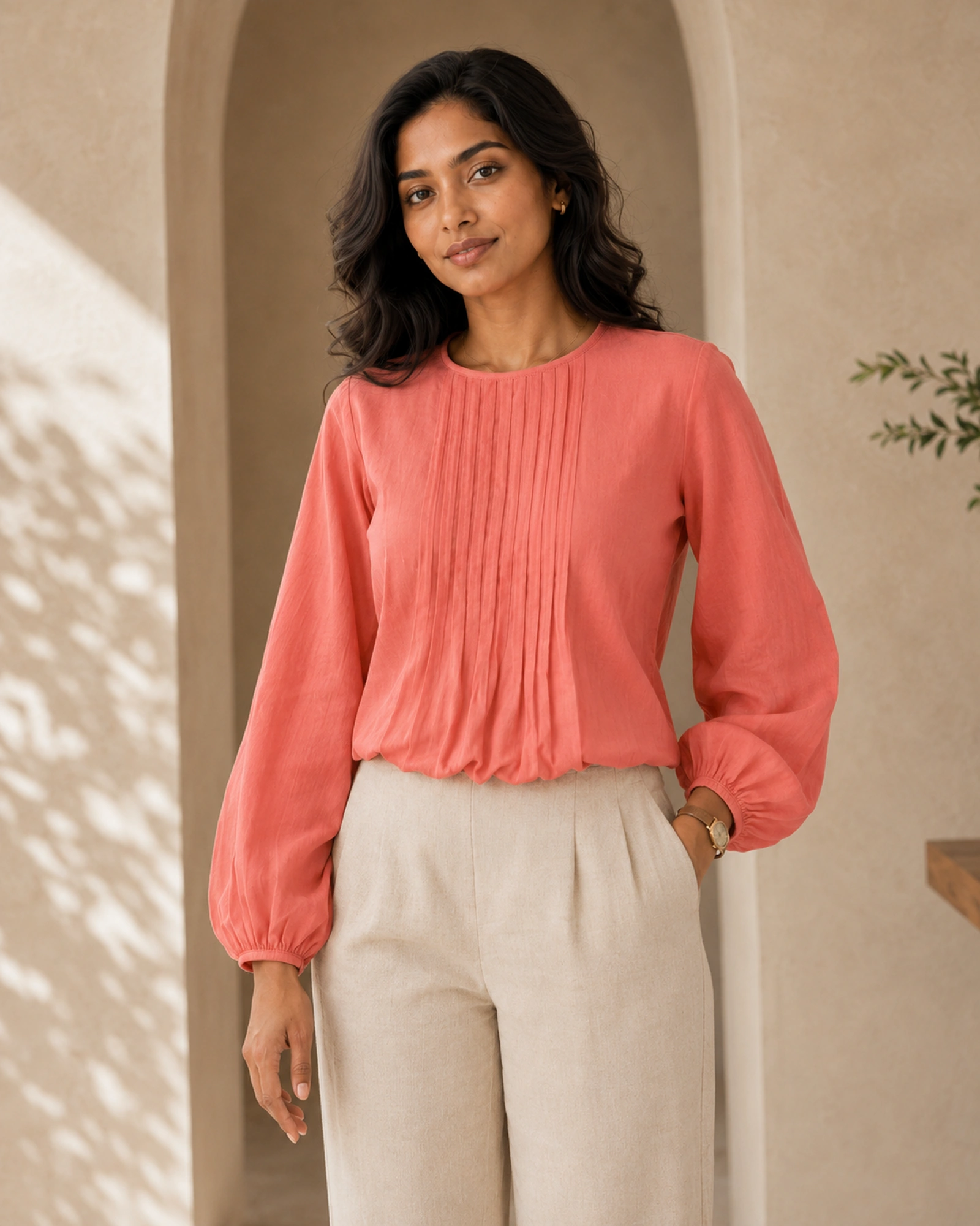 Alice Cotton Mixed Linen Top - Image 4