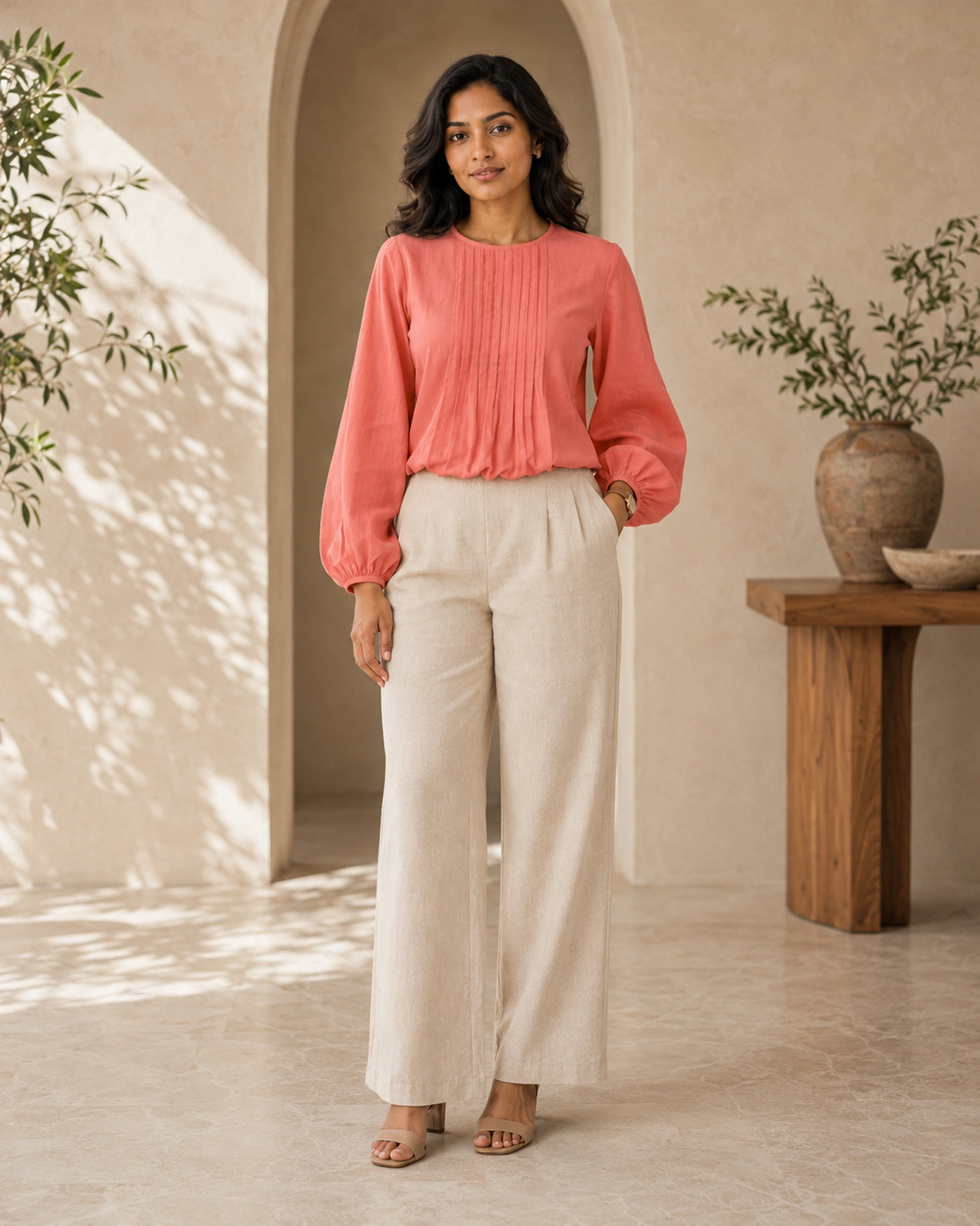 Alice Cotton Mixed Linen Top