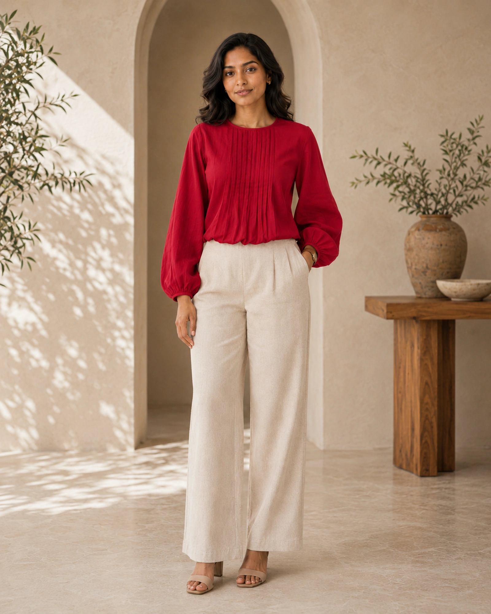 Alice Cotton Mixed Linen Top - Image 2