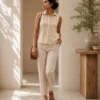 Ally Cotton Mixed Linen Crop Top - Image 3