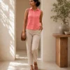 Ally Cotton Mixed Linen Crop Top - Image 2
