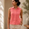 Ally Cotton Mixed Linen Crop Top - Image 5