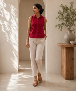 Ally Cotton Mixed Linen Crop Top