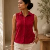 Ally Cotton Mixed Linen Crop Top - Image 4