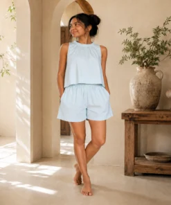 Alternative view of Beth Cotton Solid Crop Top