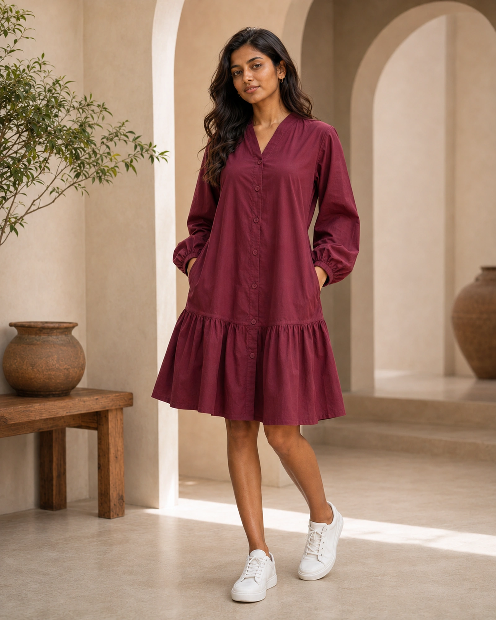 Tatiyana Cotton Solid Dress