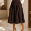 Amara Cotton Solid Midi Skirt - Image 6
