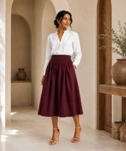 Alternative view of Amara Cotton Solid Midi Skirt