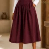 Amara Cotton Solid Midi Skirt - Image 5