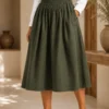 Amara Cotton Solid Midi Skirt - Image 4